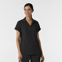RENEW Women’s Flex-n-Reach Collared Scrub Top Black