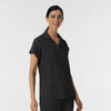 RENEW Women’s Flex-n-Reach Collared Scrub Top Black side view