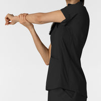 RENEW Women’s Flex-n-Reach Collared Scrub Top Black back detail