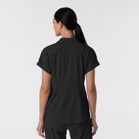 RENEW Women’s Flex-n-Reach Collared Scrub Top Black back view