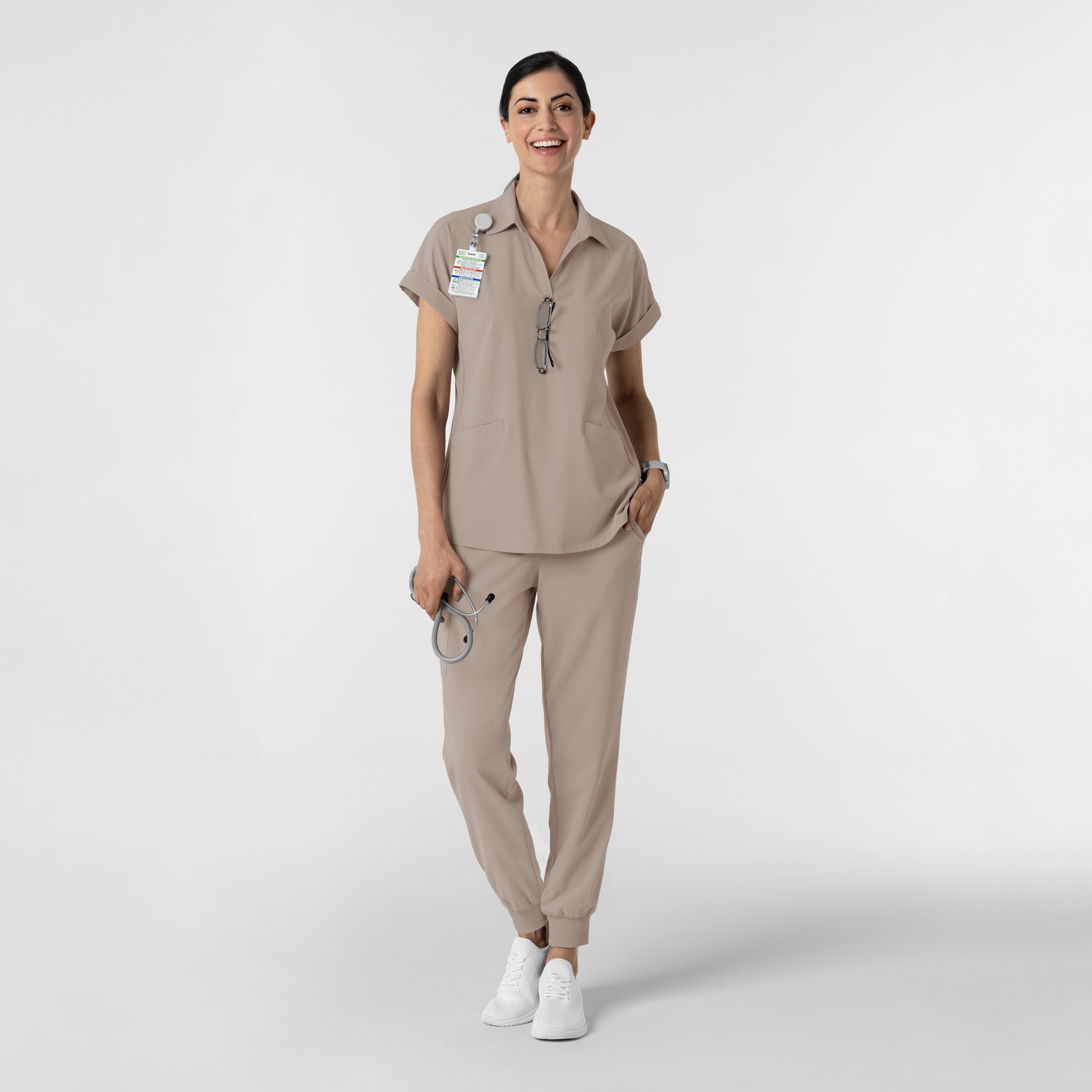 RENEW Women’s Flex-n-Reach Collared Scrub Top Haze full scrub set