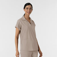 RENEW Women’s Flex-n-Reach Collared Scrub Top Haze side view