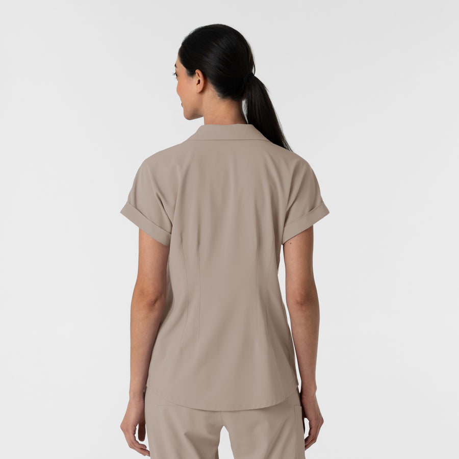 RENEW Women’s Flex-n-Reach Collared Scrub Top Haze back view