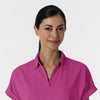 RENEW Women’s Flex-n-Reach Collared Scrub Top Raspberry front detail