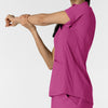 RENEW Women’s Flex-n-Reach Collared Scrub Top Raspberry back detail