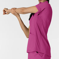 RENEW Women’s Flex-n-Reach Collared Scrub Top Raspberry back detail