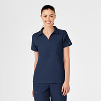 W123 Womens Collar Scrub Top