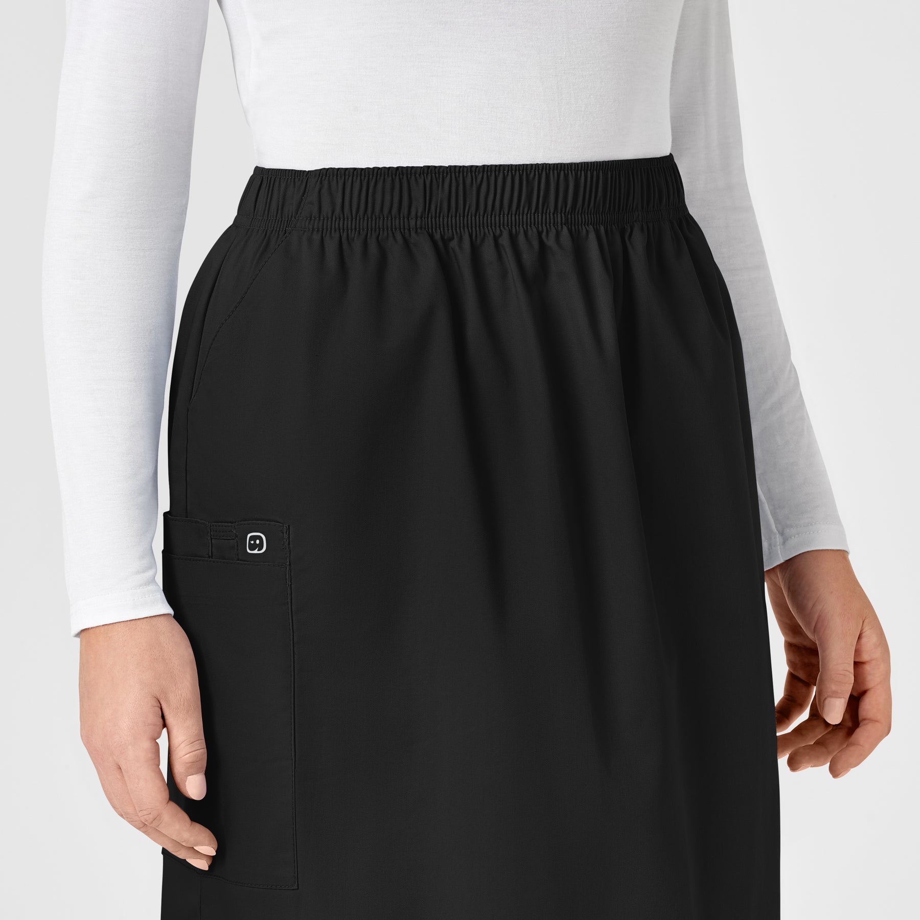 WonderWORK Women's Pull On Cargo Skirt Black front detail