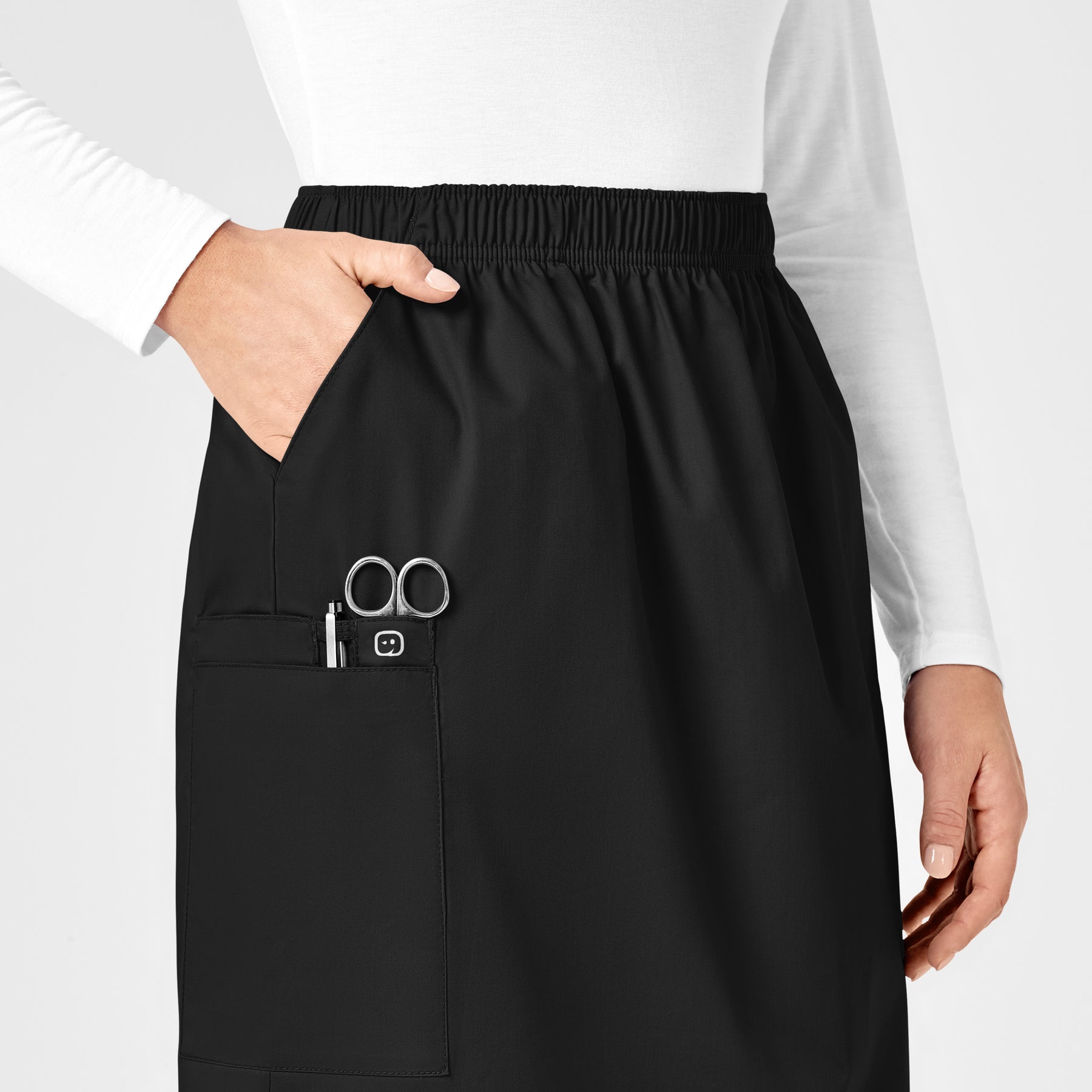 WonderWORK Women's Pull On Cargo Skirt Black side detail 1