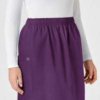 WonderWORK Women's Pull On Cargo Skirt Eggplant front detail