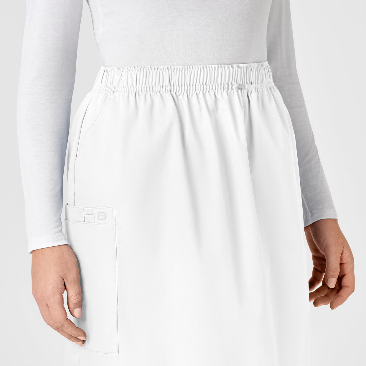 WonderWORK Women's Pull On Cargo Skirt White front detail