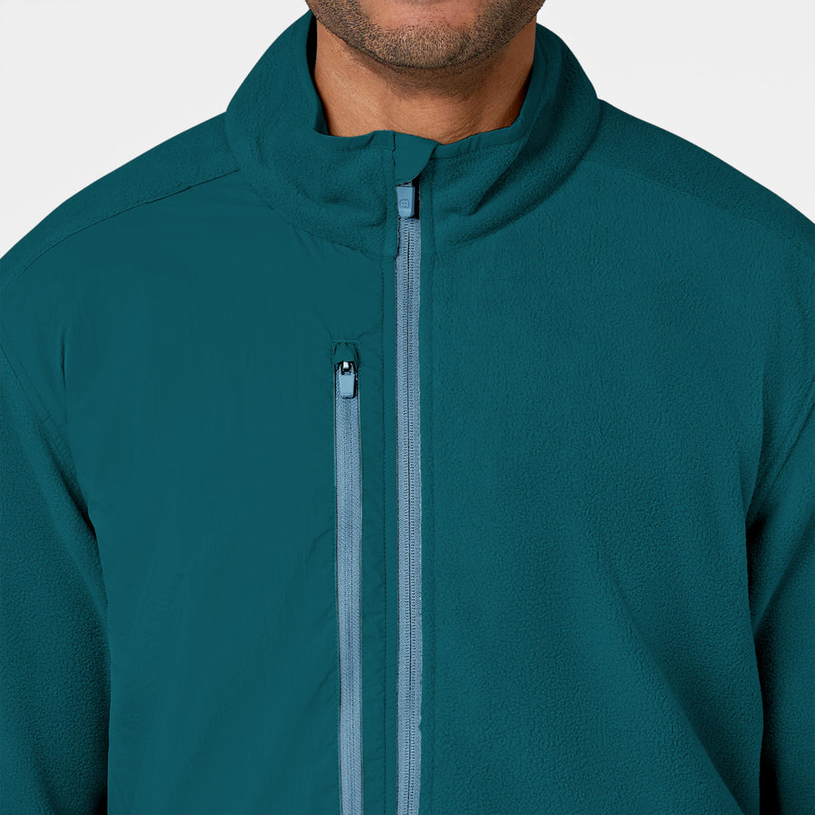 Slate Men's Micro Fleece Zip Jacket Caribbean Blue front detail