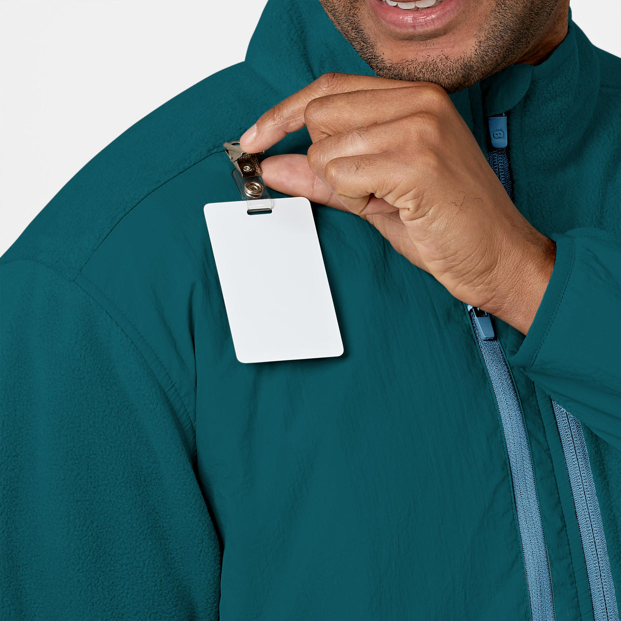 Slate Men's Micro Fleece Zip Jacket Caribbean Blue side detail 1