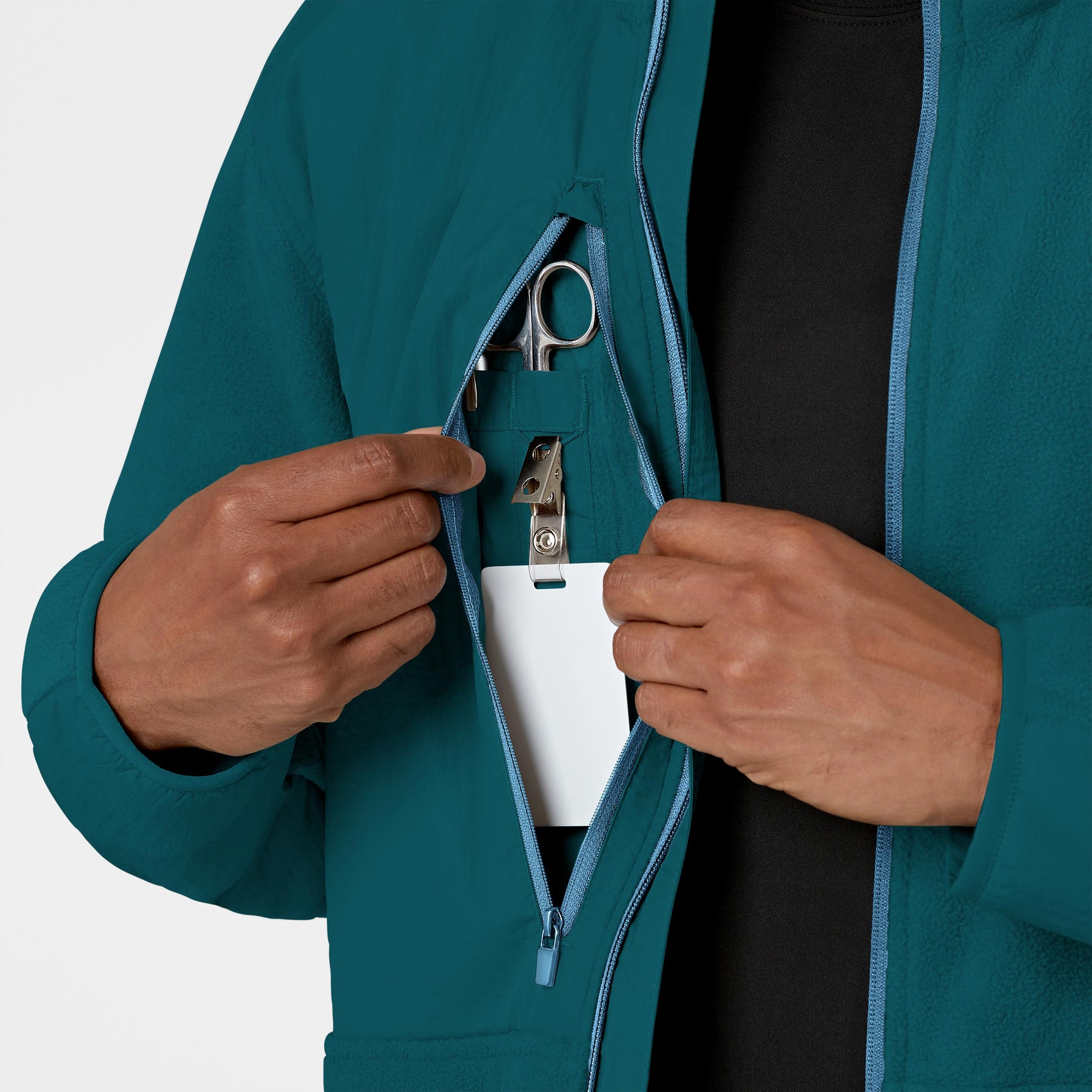 Slate Men's Micro Fleece Zip Jacket Caribbean Blue side detail 2