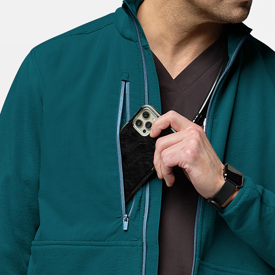Slate Men's Micro Fleece Zip Jacket Caribbean Blue hemline detail