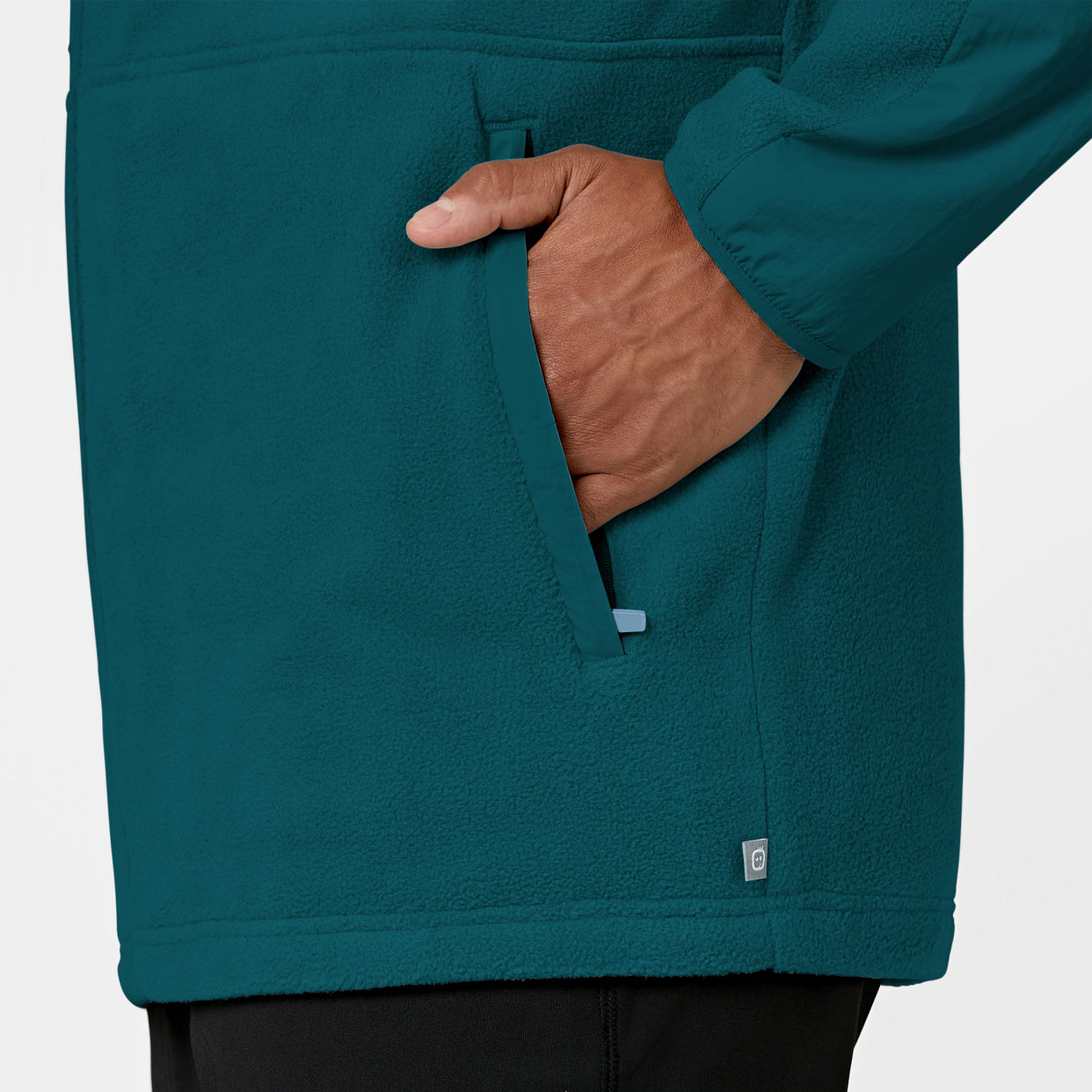 Slate Men's Micro Fleece Zip Jacket Caribbean Blue back detail