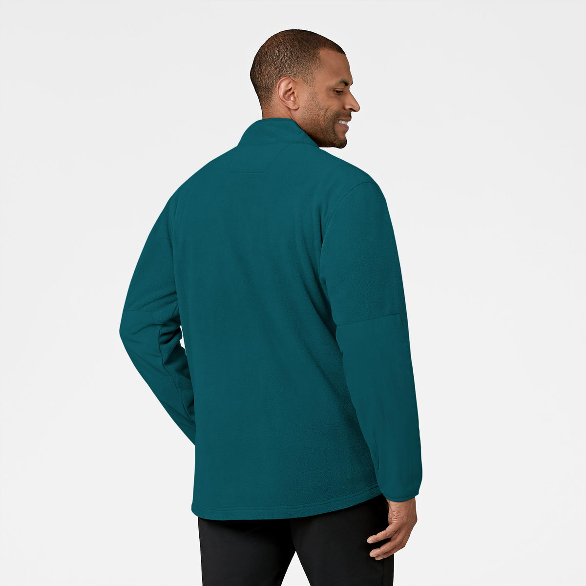 Slate Men's Micro Fleece Zip Jacket Caribbean Blue back view