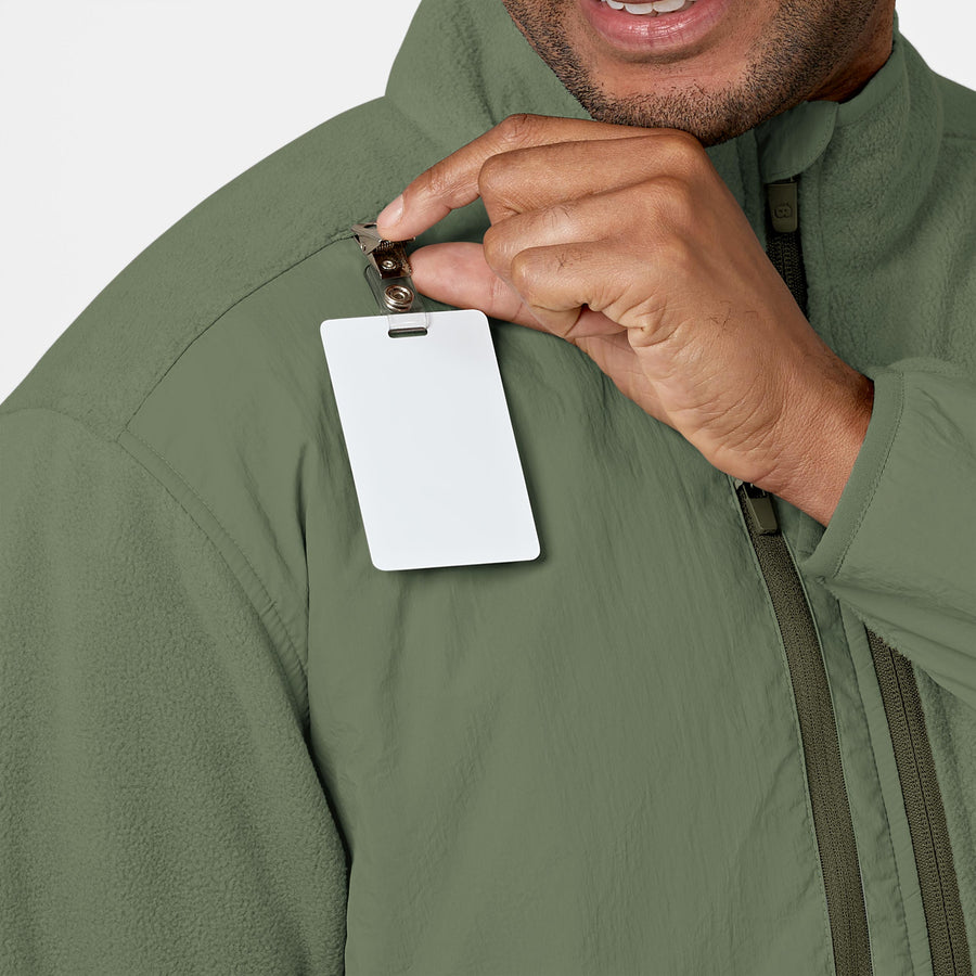 Slate Men's Micro Fleece Zip Jacket Olive side detail 1