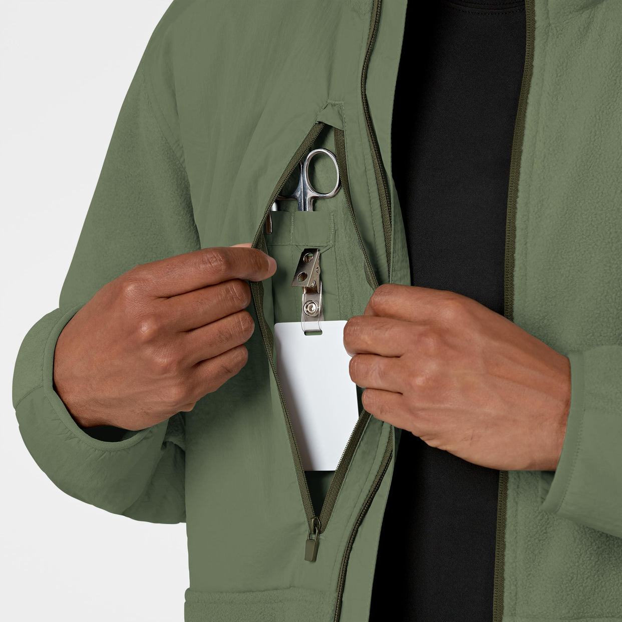 Slate Men's Micro Fleece Zip Jacket Olive side detail 2