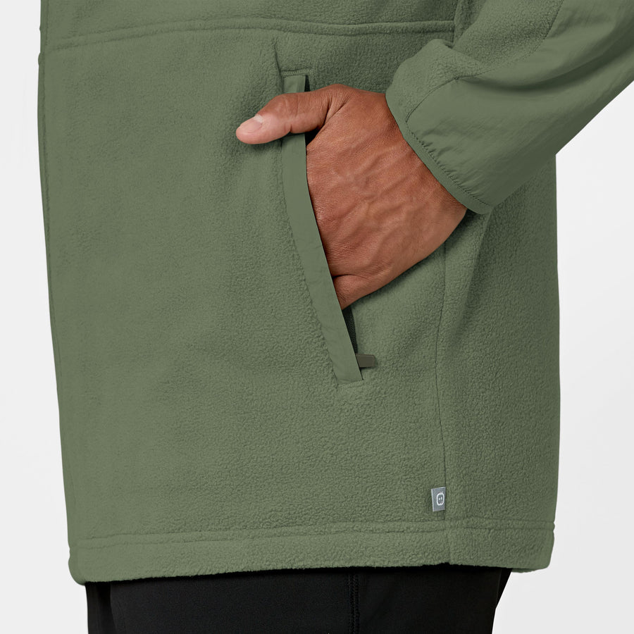 Slate Men's Micro Fleece Zip Jacket Olive back detail