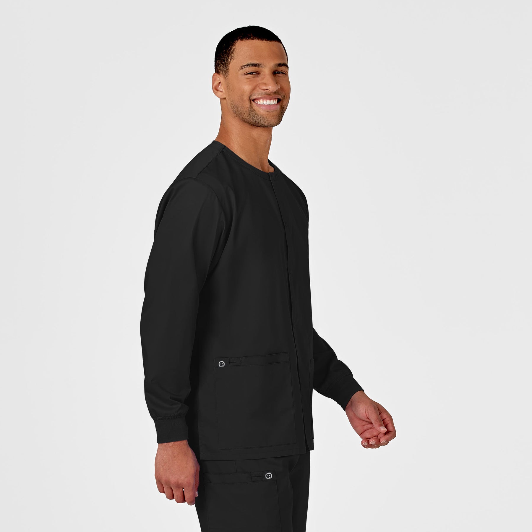 WonderWORK Unisex Snap Front Jacket Black side view