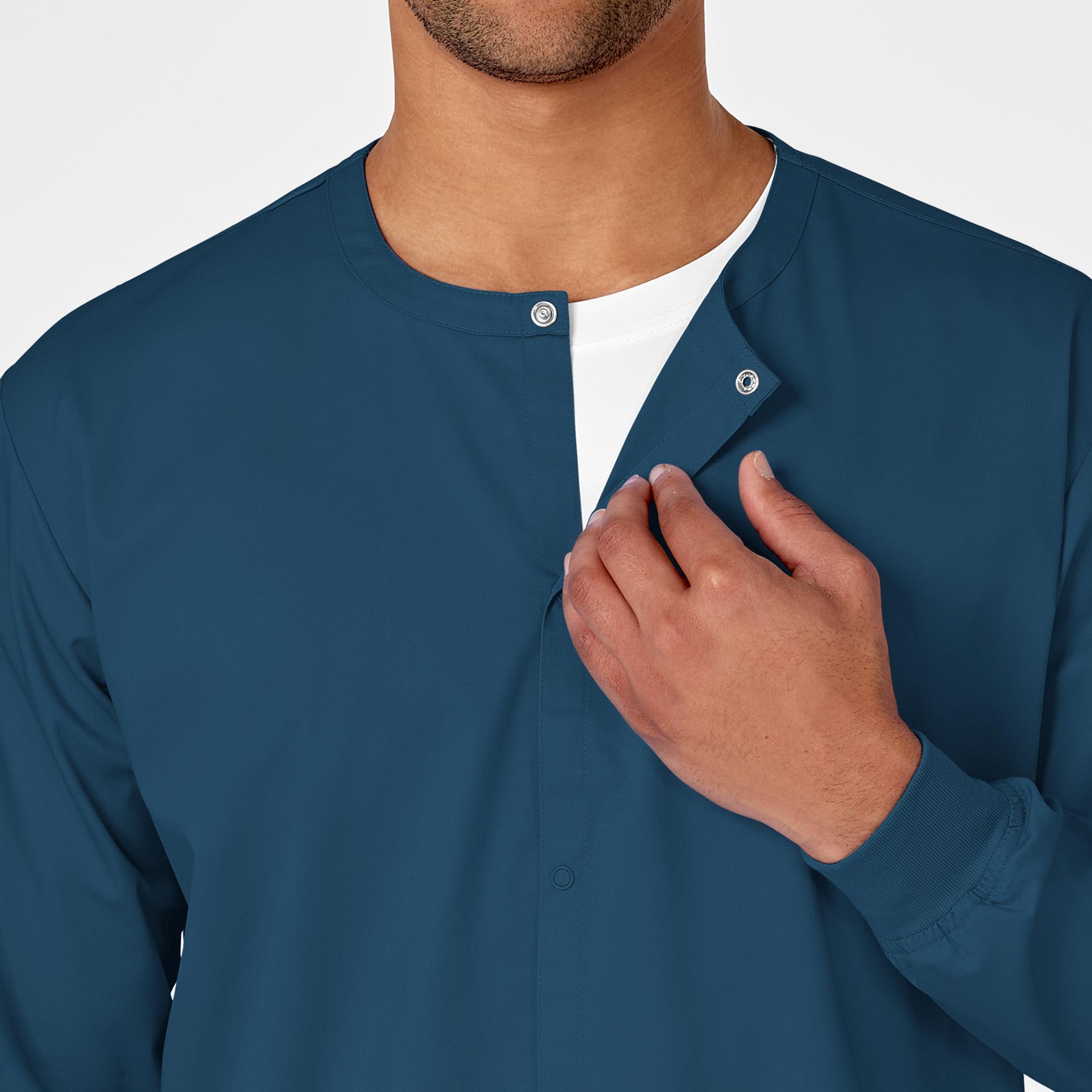 WonderWORK Unisex Snap Front Jacket Caribbean Blue side detail 1