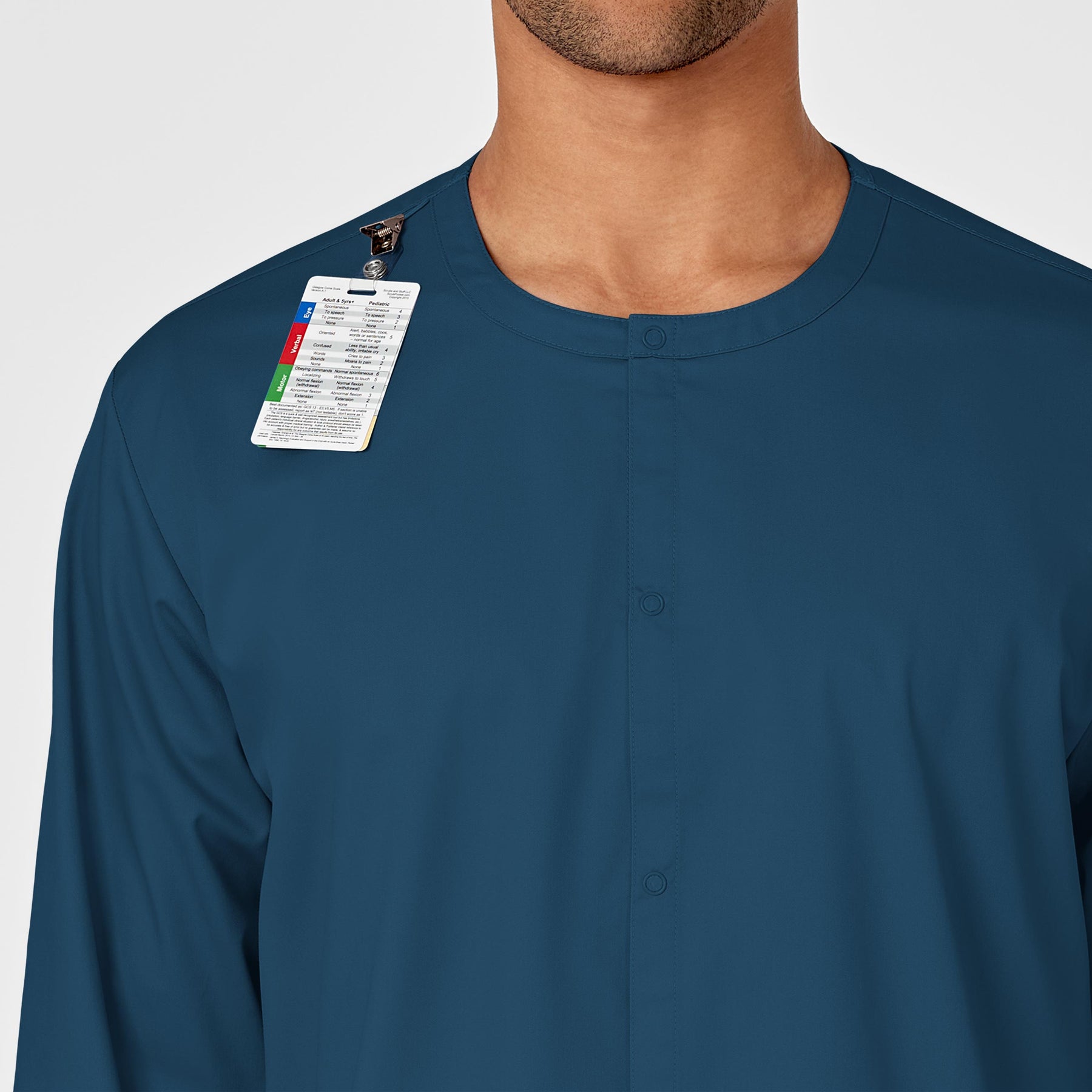 WonderWORK Unisex Snap Front Jacket Caribbean Blue side detail 2