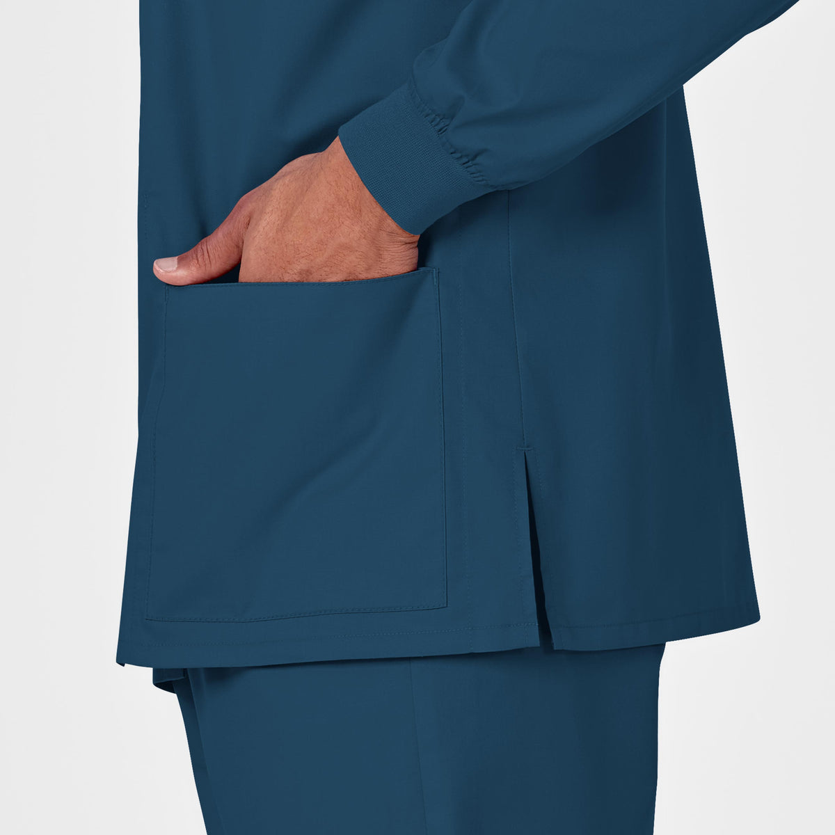 WonderWORK Unisex Snap Front Jacket Caribbean Blue back detail