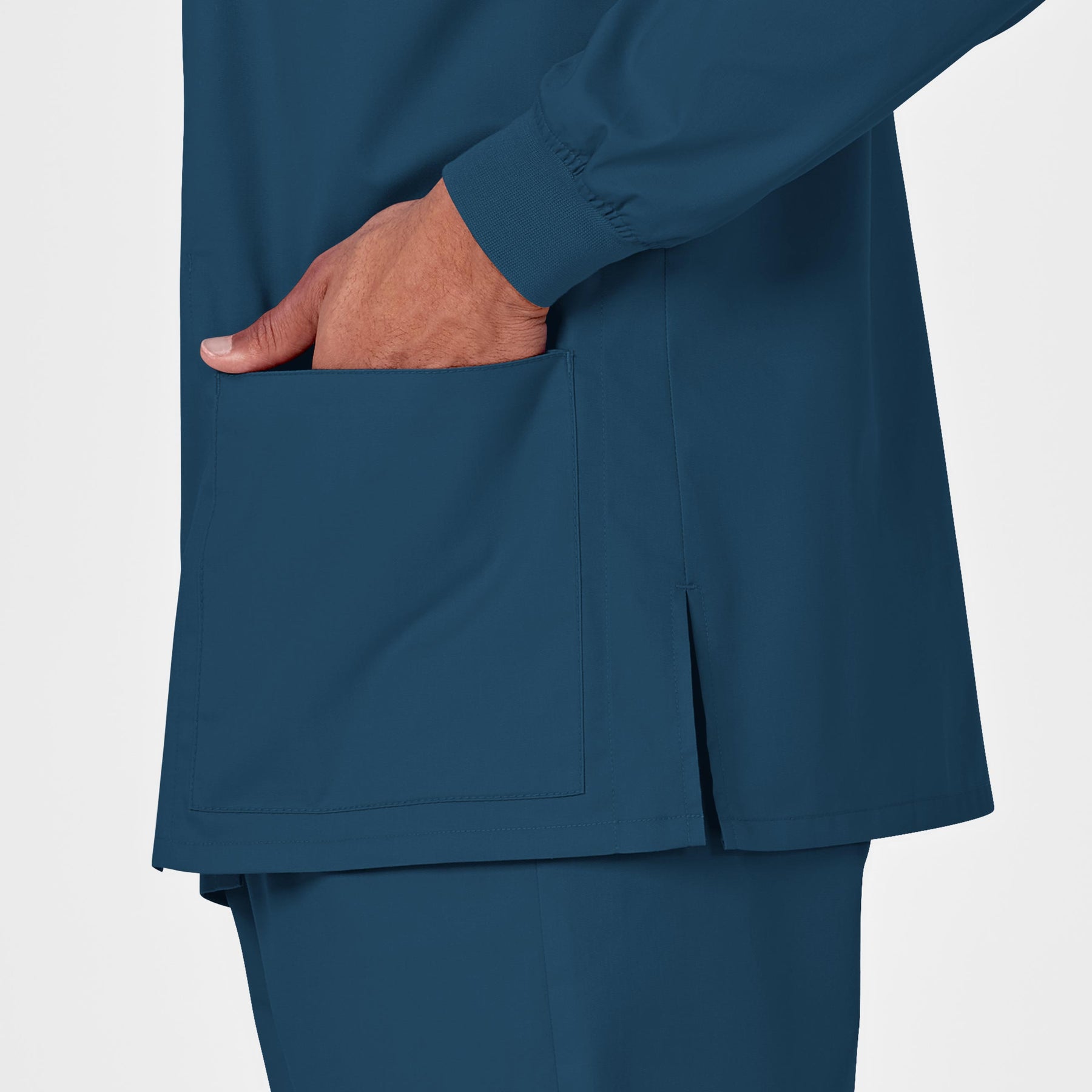 WonderWORK Unisex Snap Front Jacket Caribbean Blue back detail