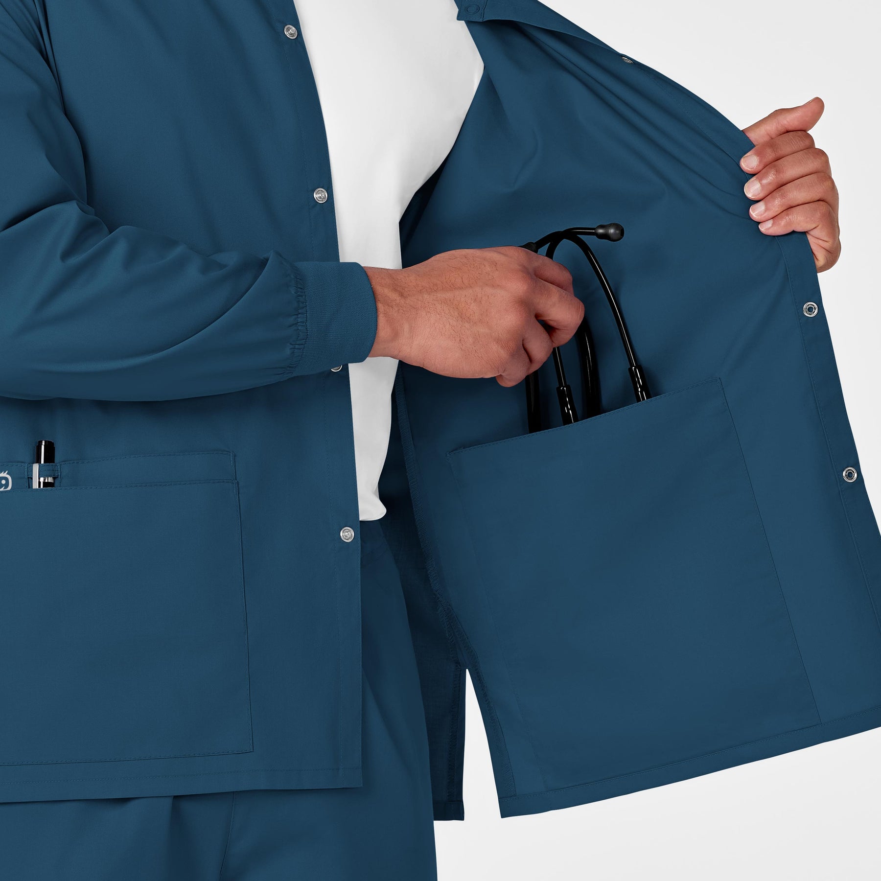 WonderWORK Unisex Snap Front Scrub Jacket - Caribbean
