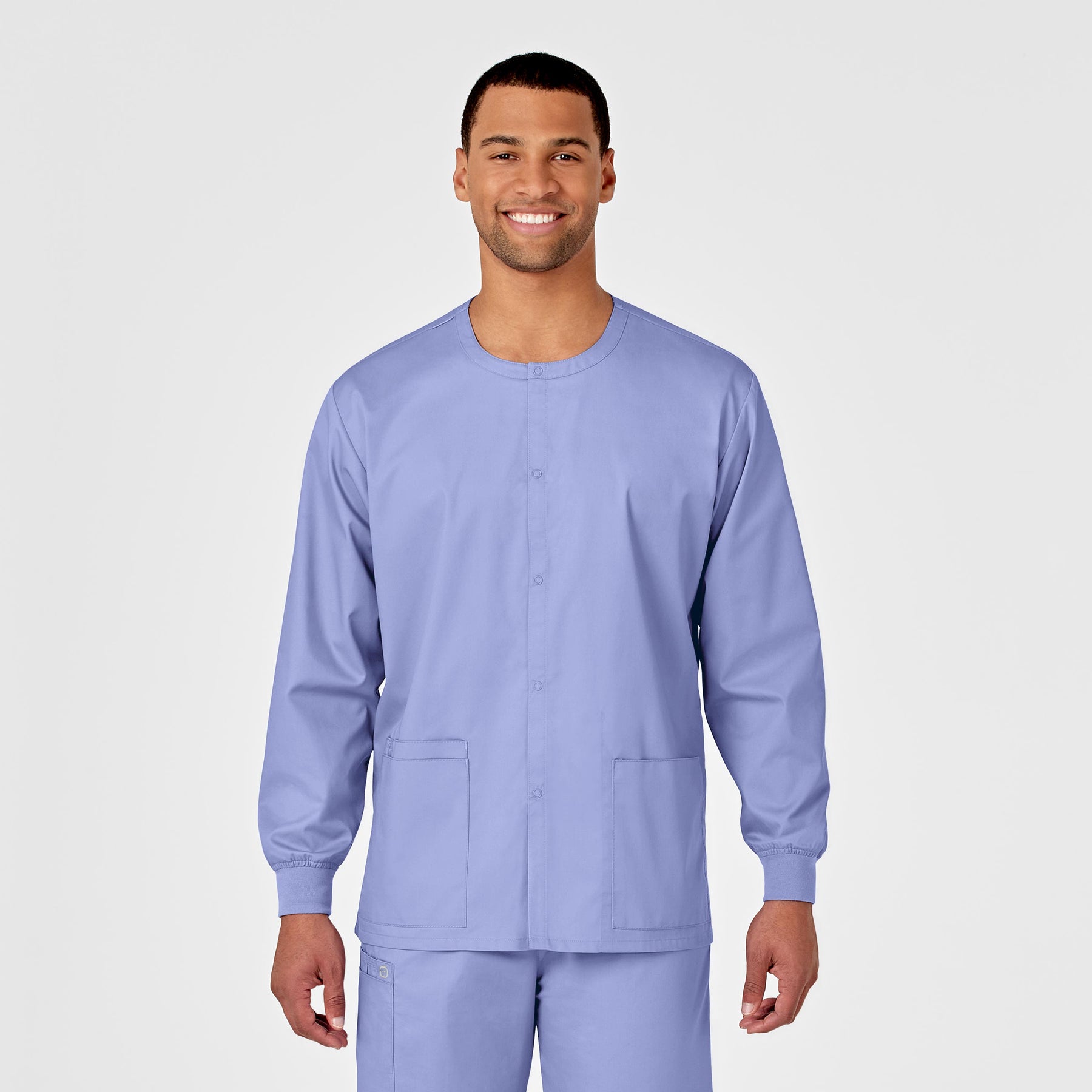 Wink WonderWORK Unisex Snap Front Jacket Ceil Blue