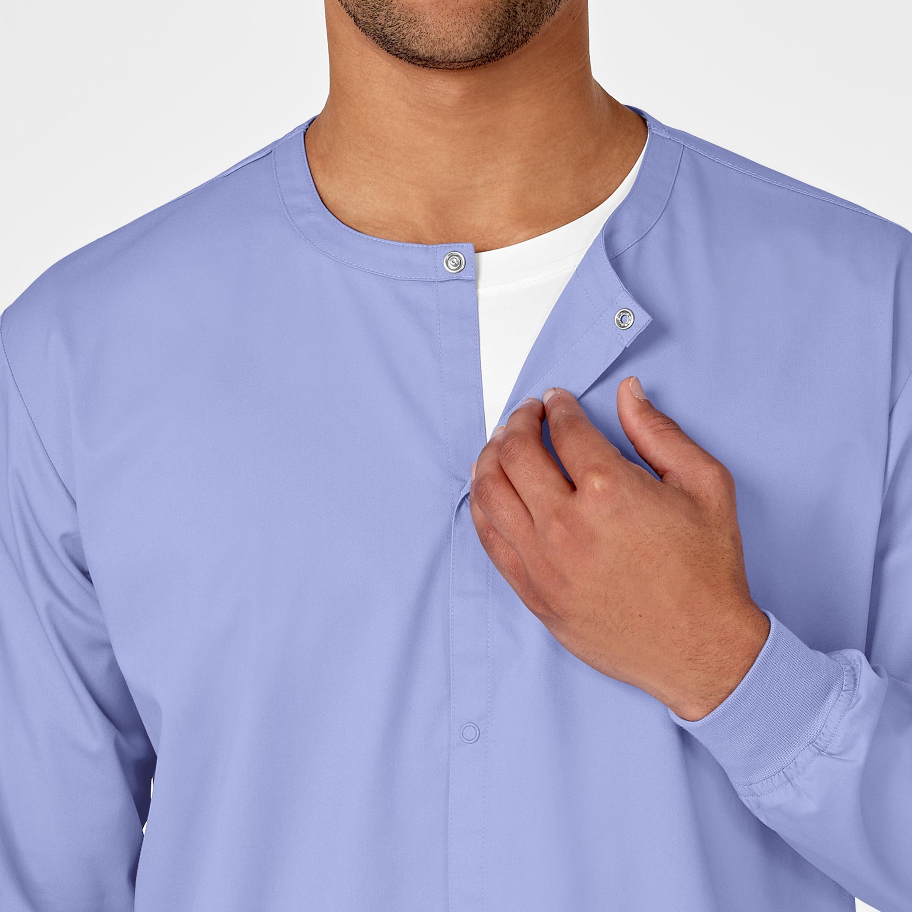 WonderWORK Unisex Snap Front Jacket Ceil Blue side detail 1