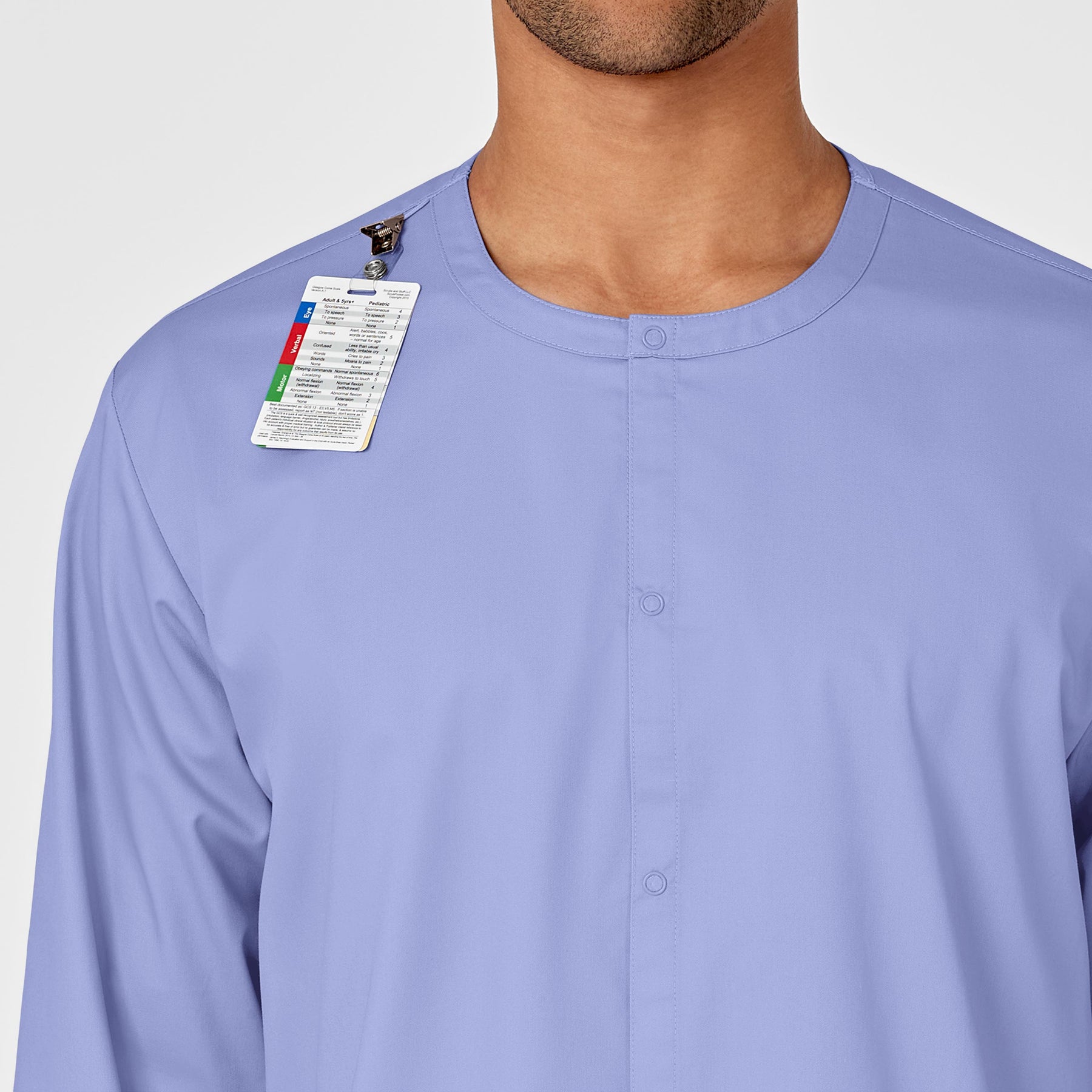 WonderWORK Unisex Snap Front Jacket Ceil Blue side detail 2