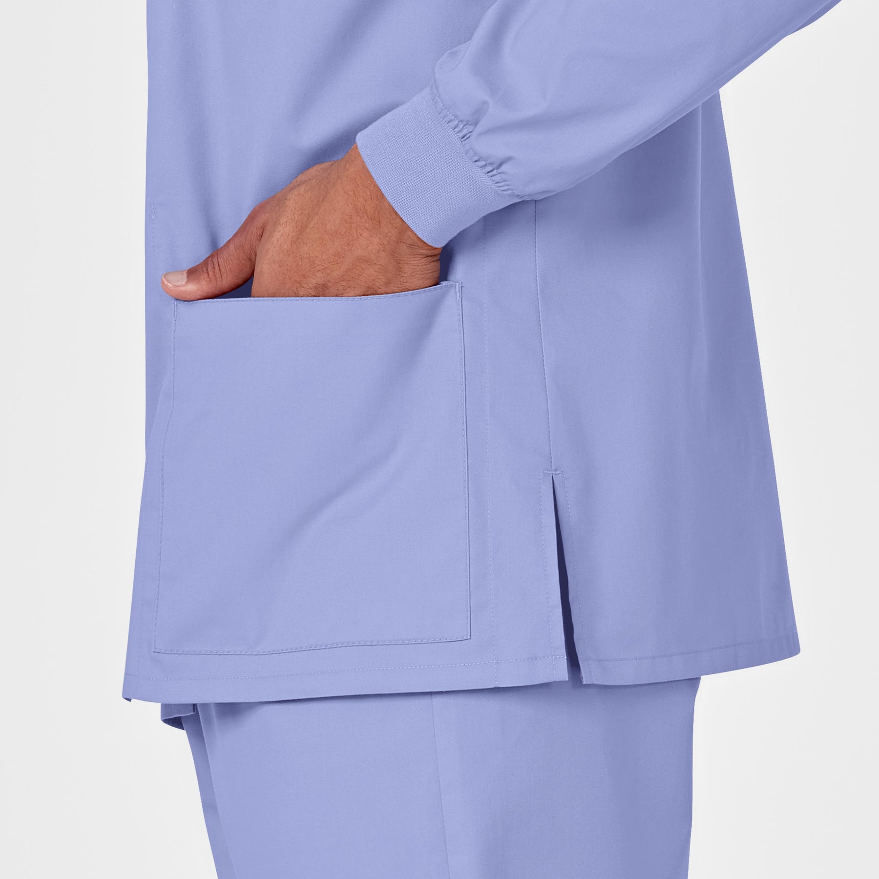 WonderWORK Unisex Snap Front Jacket Ceil Blue back detail