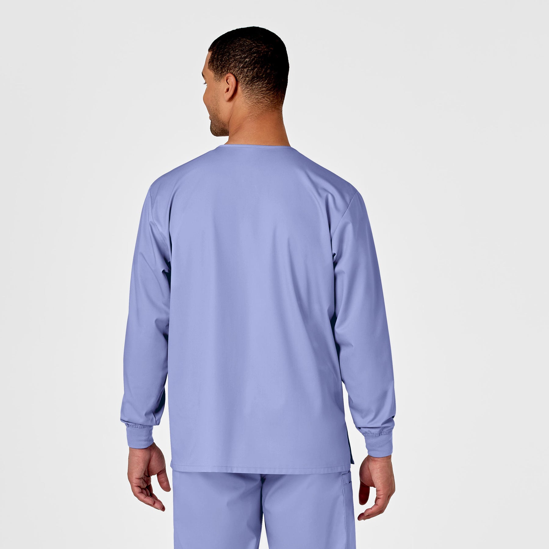 WonderWORK Unisex Snap Front Jacket Ceil Blue back view