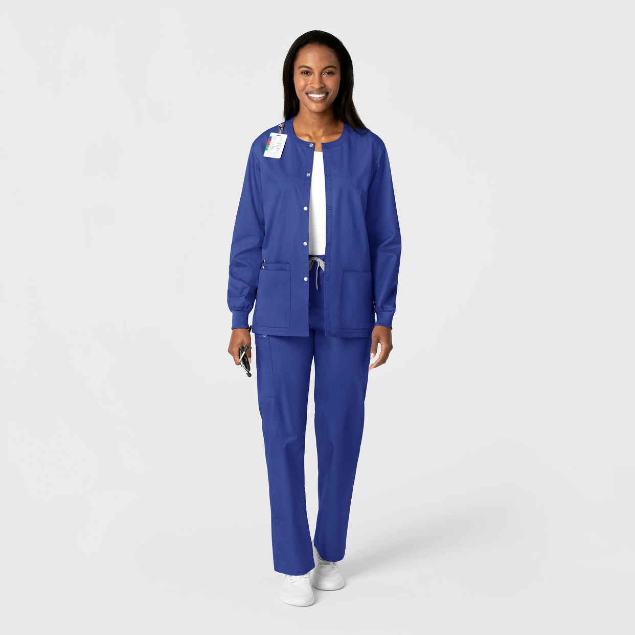 WonderWORK Unisex Snap Front Jacket Galaxy Blue full scrub set