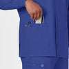 WonderWORK Unisex Snap Front Jacket Galaxy Blue hemline detail