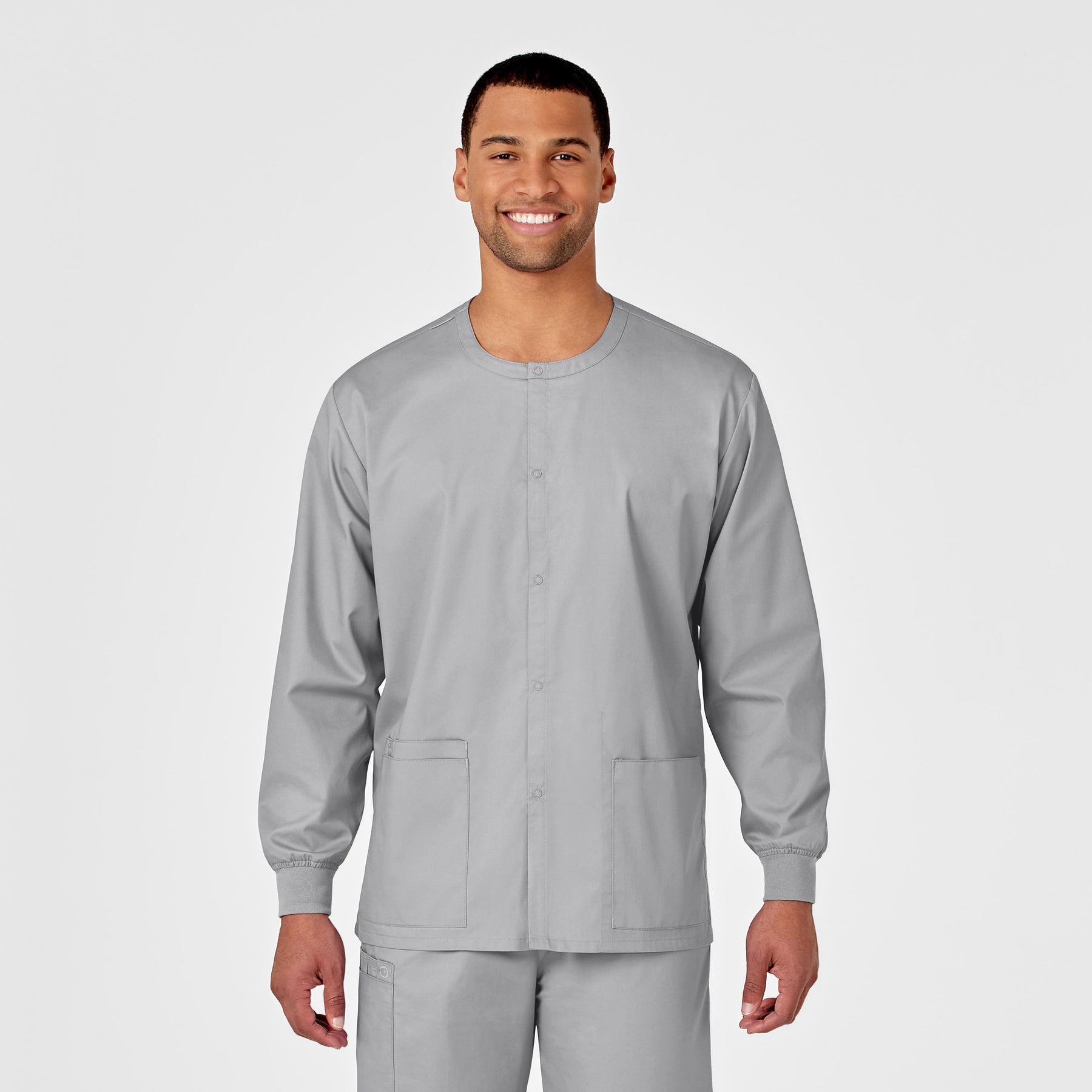 Wink WonderWORK Unisex Snap Front Jacket Grey