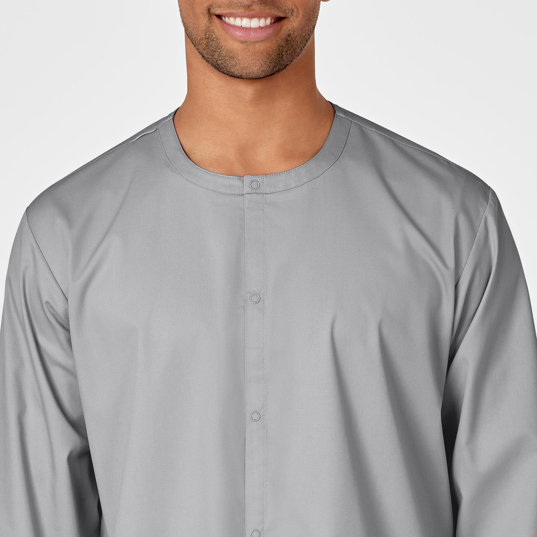 WonderWORK Unisex Snap Front Jacket Grey front detail