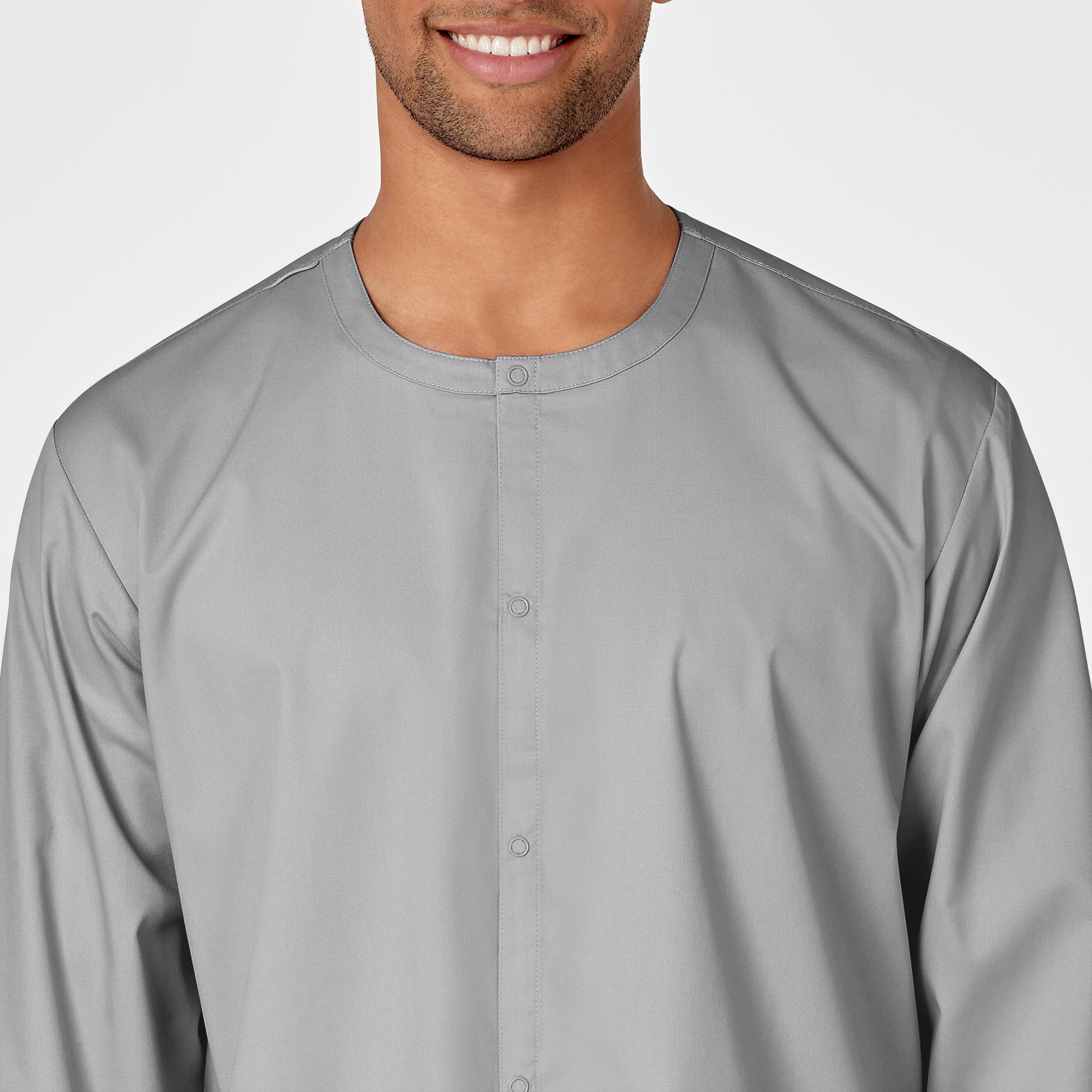 WonderWORK Unisex Snap Front Jacket Grey front detail