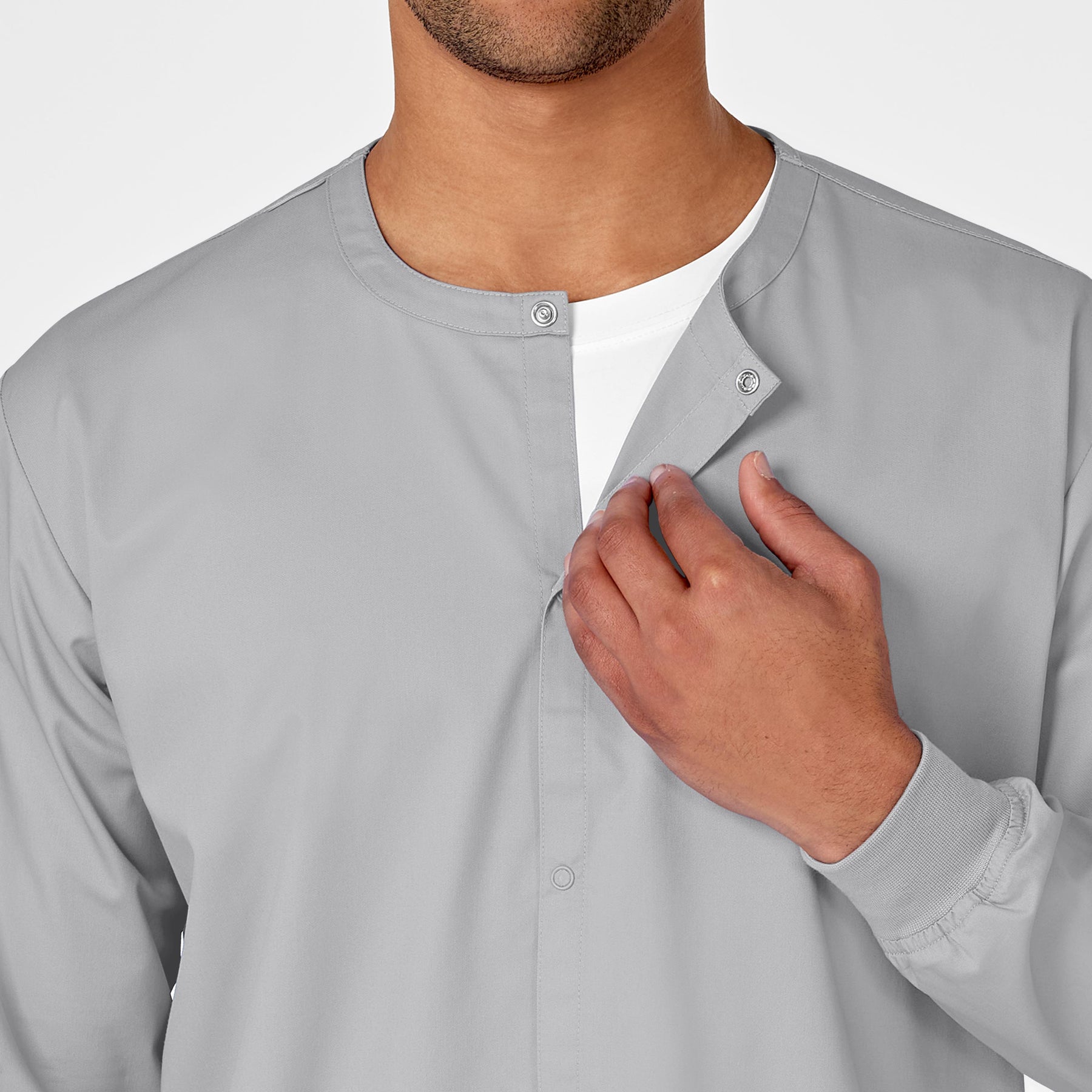 WonderWORK Unisex Snap Front Jacket Grey side detail 1