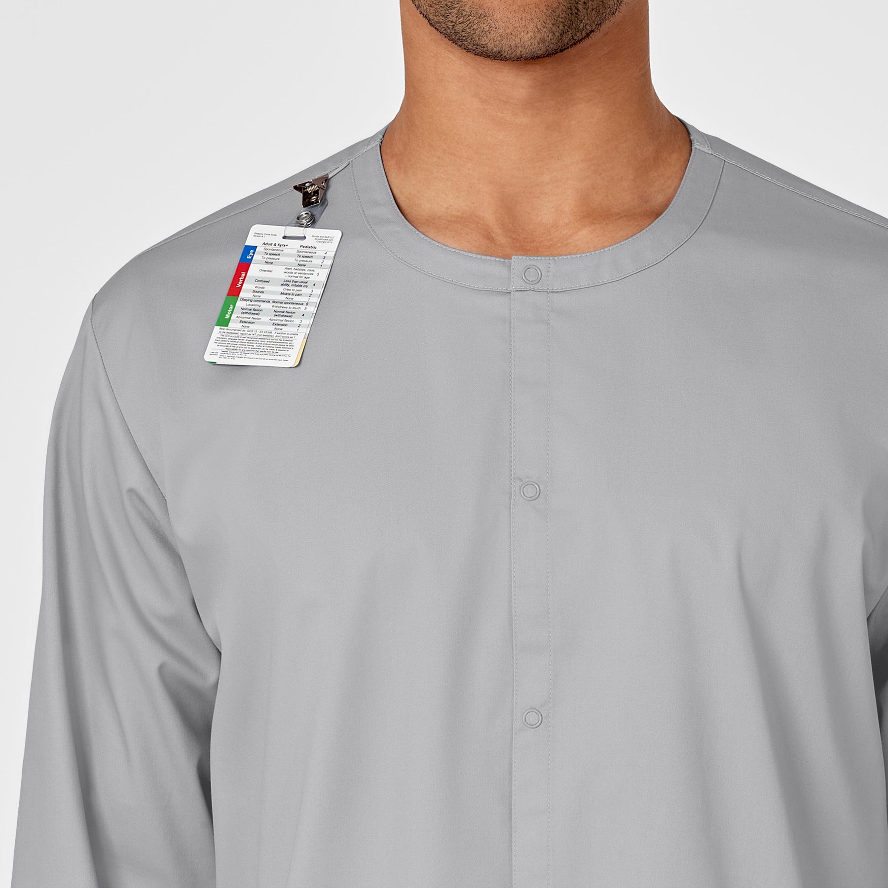 WonderWORK Unisex Snap Front Jacket Grey side detail 2