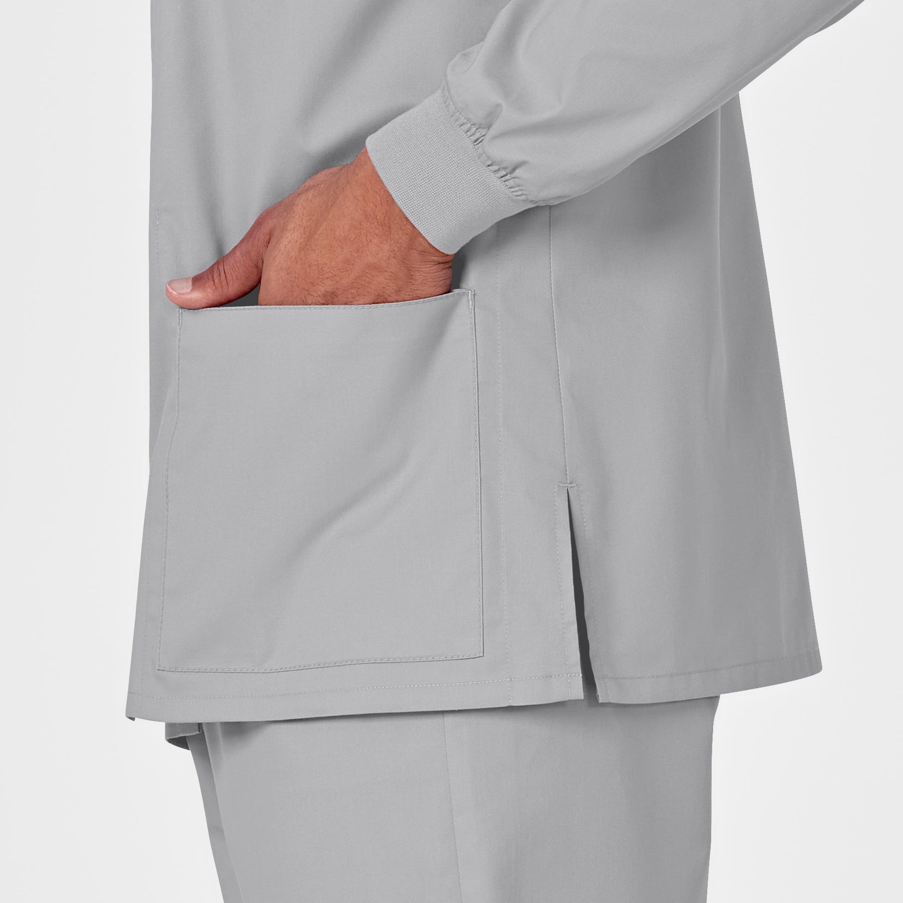 WonderWORK Unisex Snap Front Jacket Grey back detail