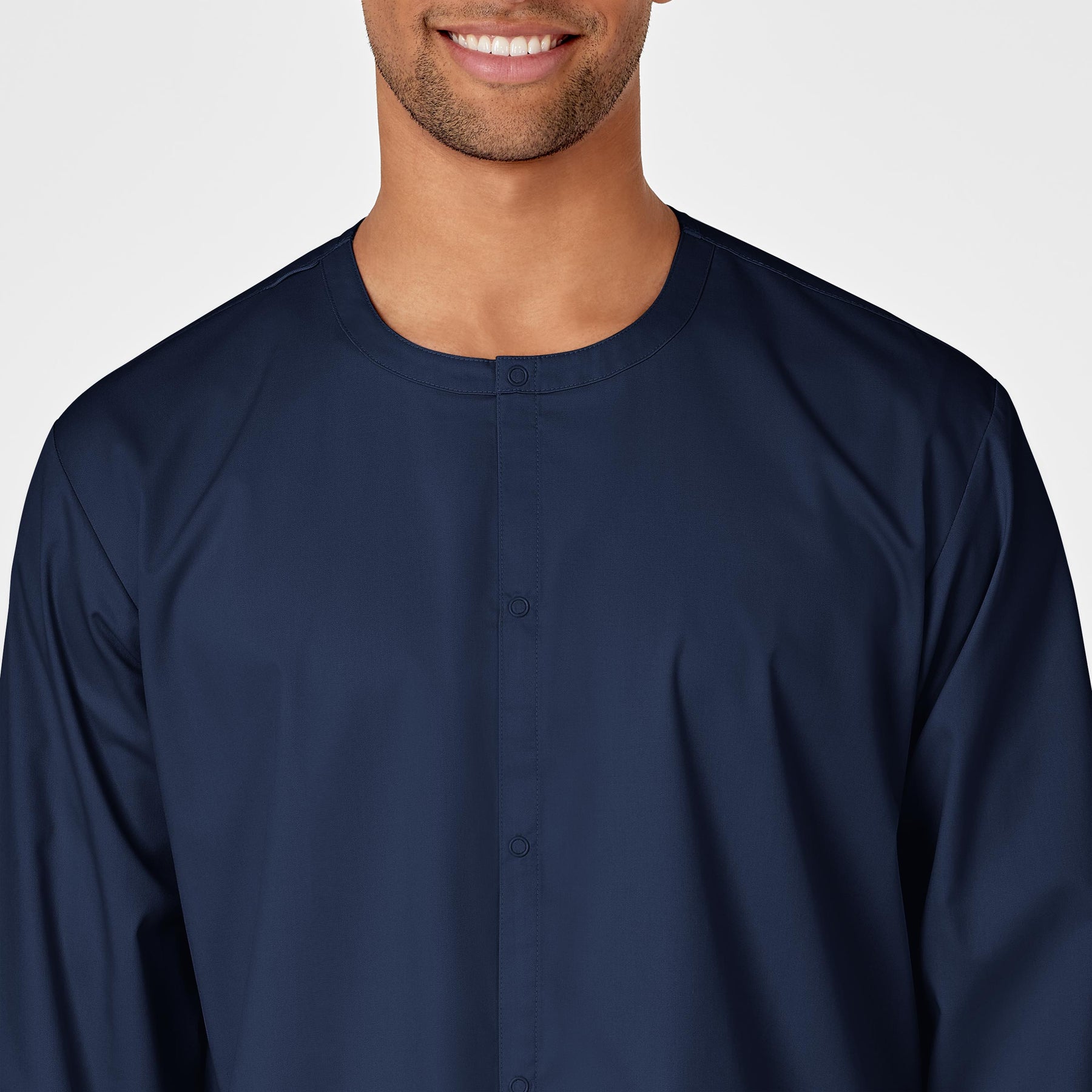 WonderWORK Unisex Snap Front Jacket Navy front detail