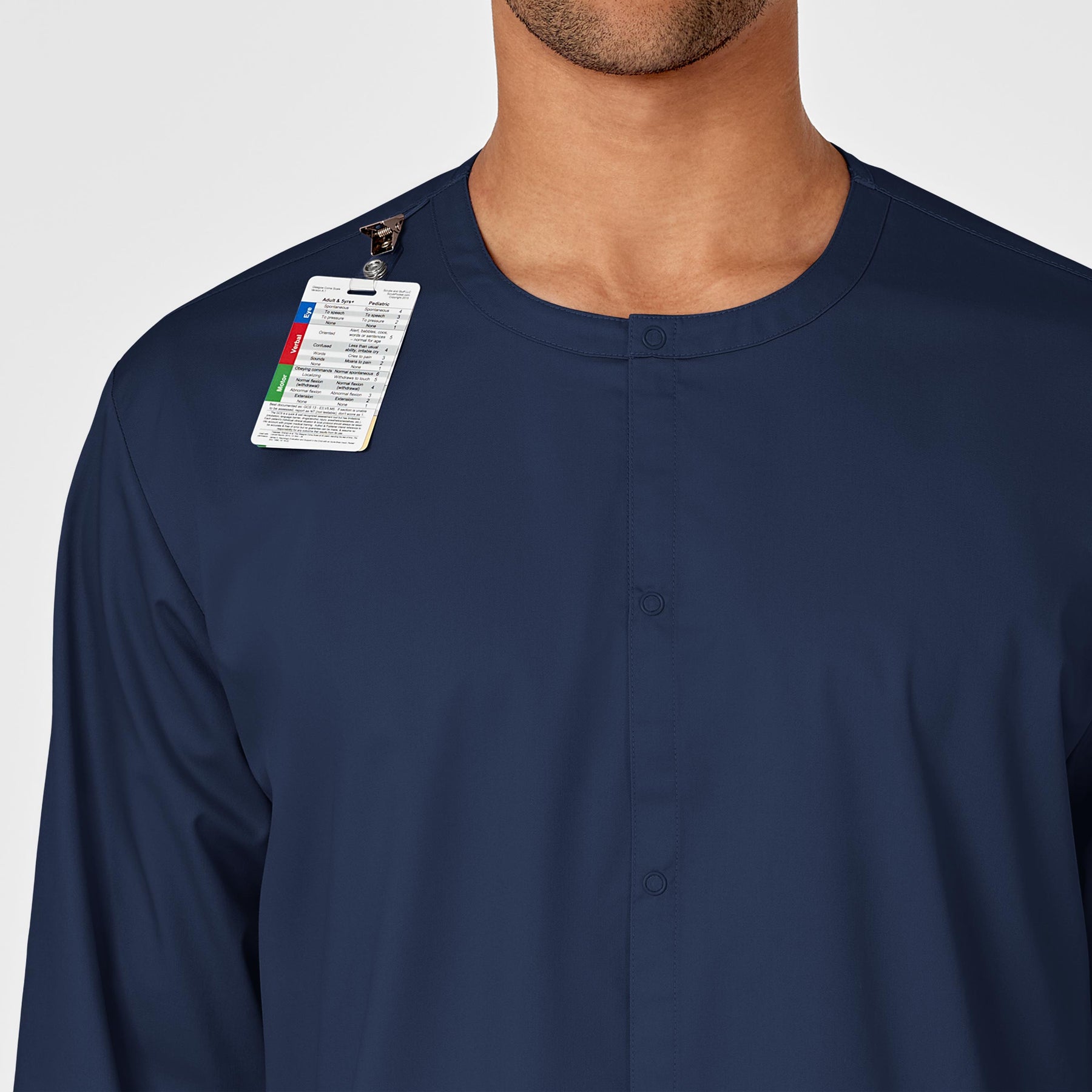 WonderWORK Unisex Snap Front Jacket Navy side detail 2