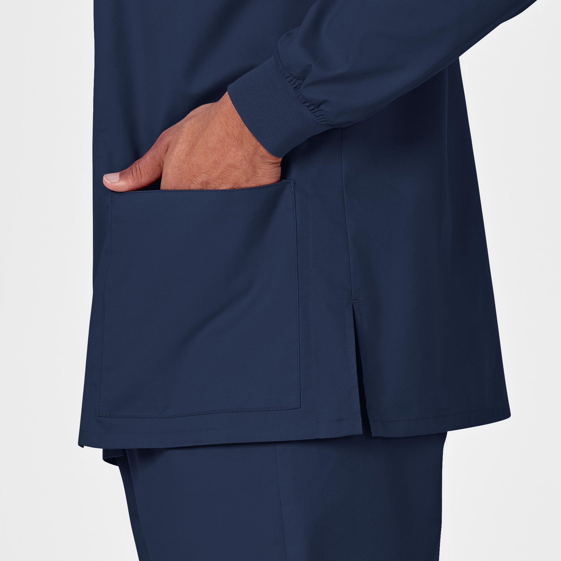 WonderWORK Unisex Snap Front Jacket Navy back detail