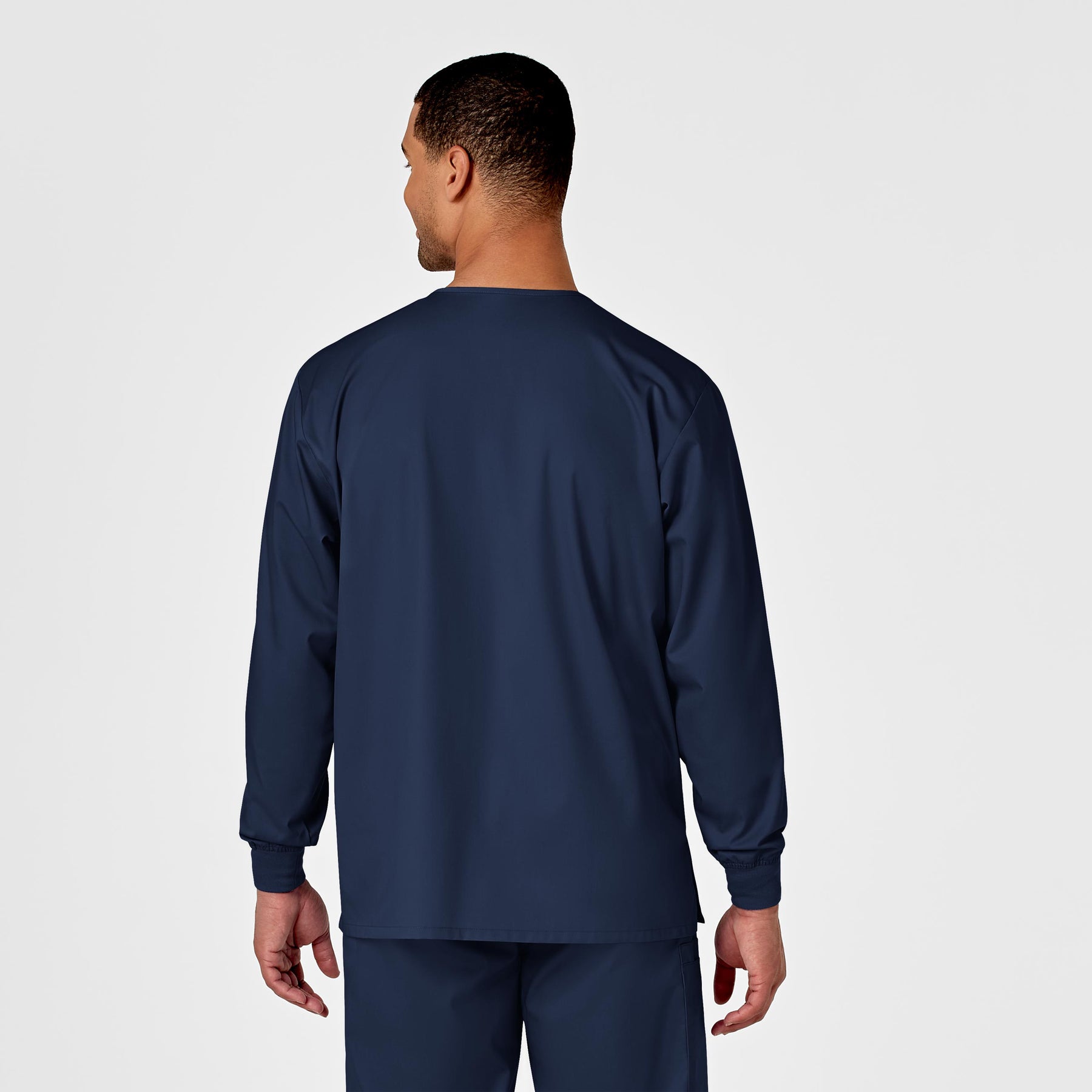WonderWORK Unisex Snap Front Jacket Navy back view