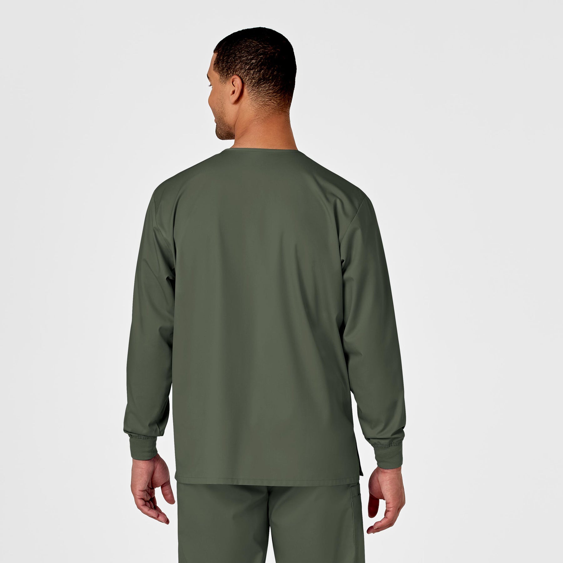 WonderWORK Unisex Snap Front Jacket Olive back view