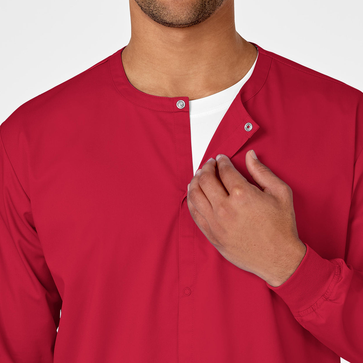 WonderWORK Unisex Snap Front Jacket Red side detail 1