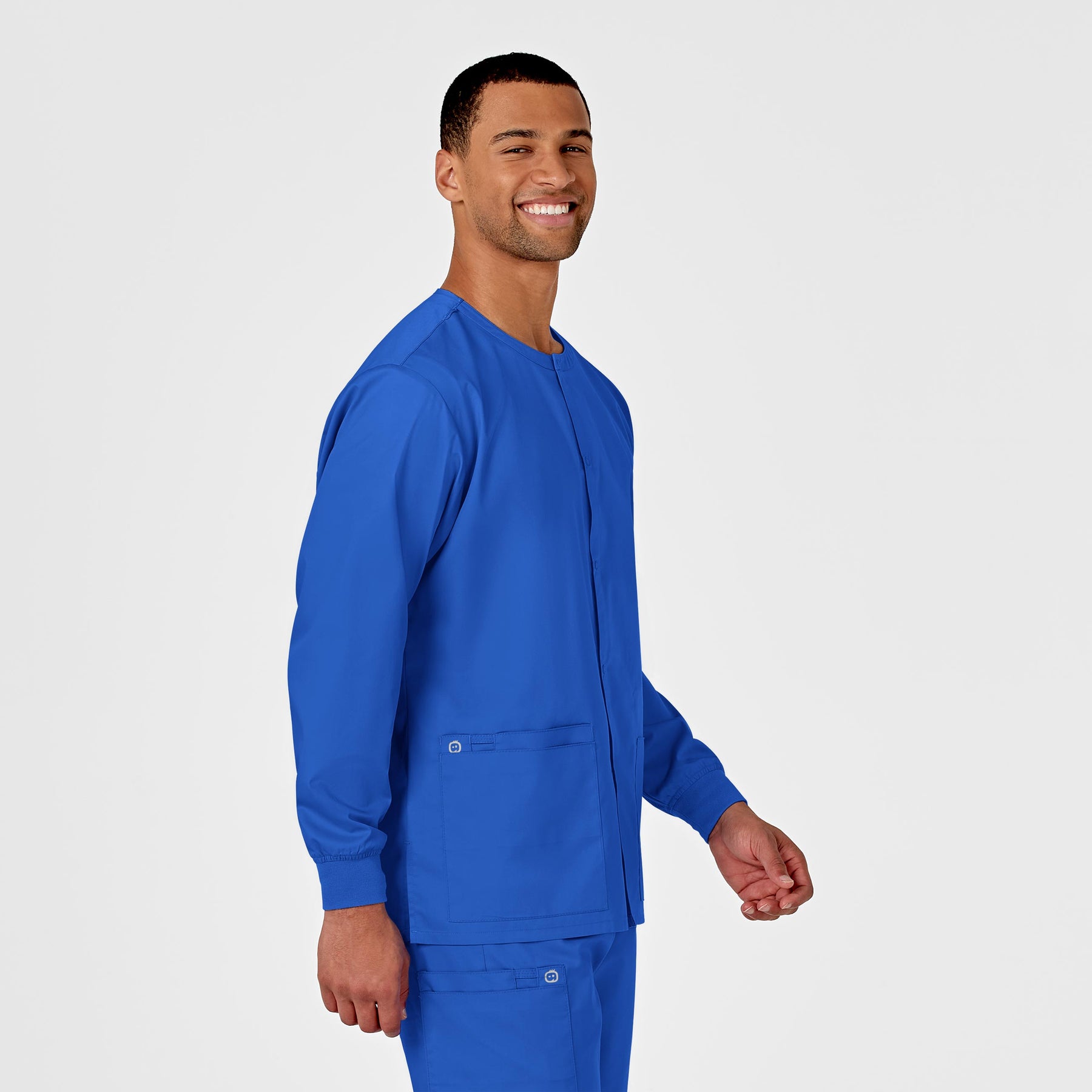 WonderWORK Unisex Snap Front Jacket Royal side view